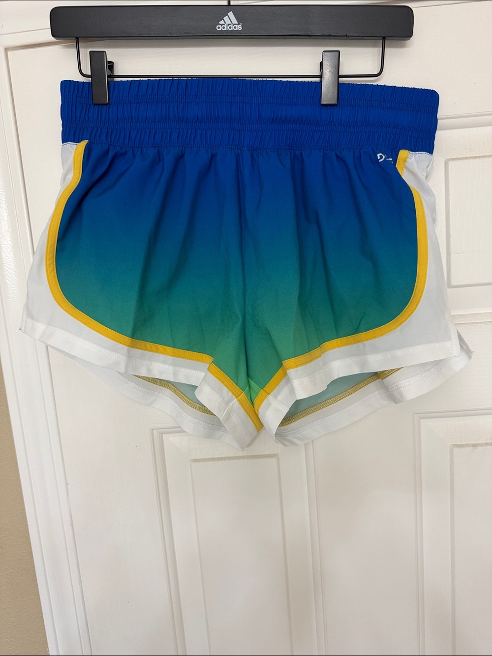DSG Blue-to-Green Ombre Athletic Shorts with Yellow Trim